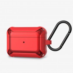 Heavy Duty Shockproof Armor Hybrid Protective Case Cover for [Apple Airpods Pro] (Red)